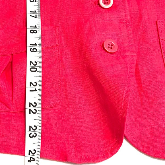 Kim Rogers Women's Top Button Down Shirt 100% Linen Cerise Pink Size 14P - Picture 7 of 7